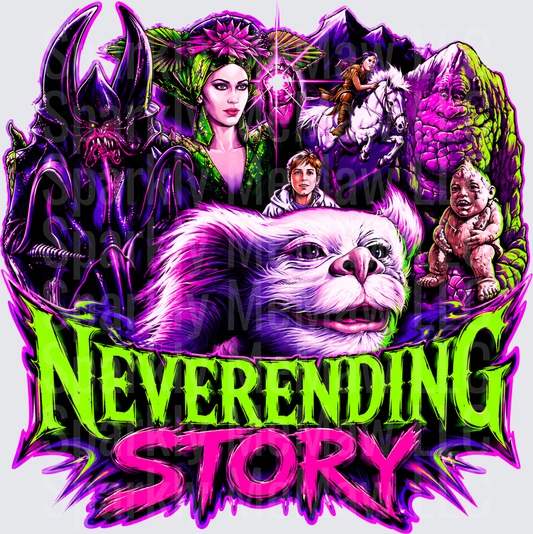 Neverending Story Character Collage Falkor Childlike Empress Atreyu Artwork DTF Transfer for fabrics