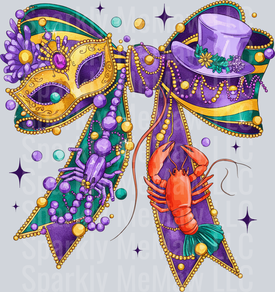 Mardi_gras_coquette_bow UV DTF Decal