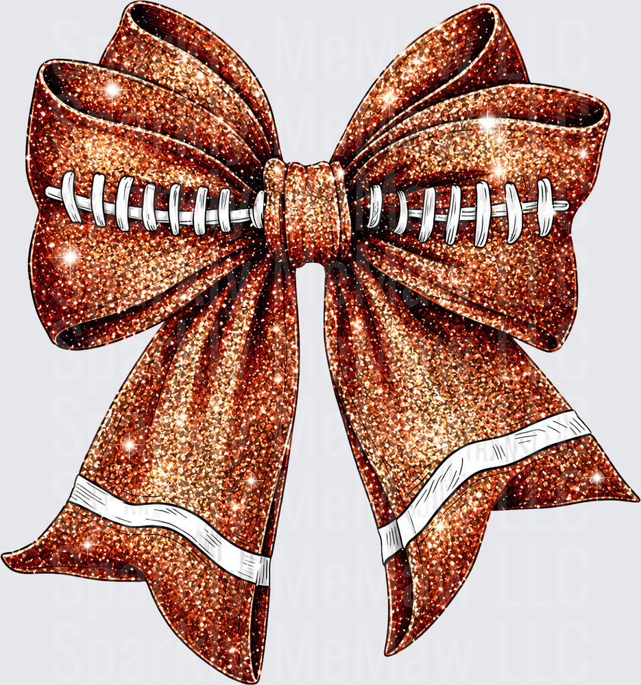 Glitter Football Bow UV DTF Decal