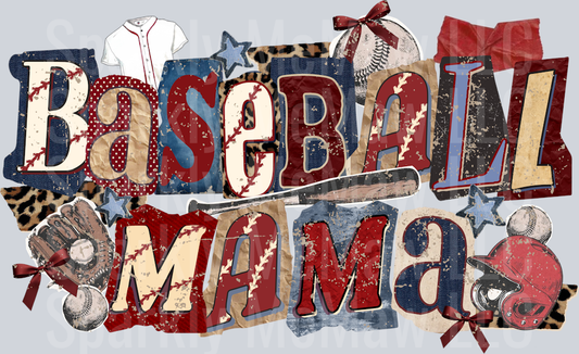 Torn Paper Baseball Mama DTF Transfer (Fabrics)