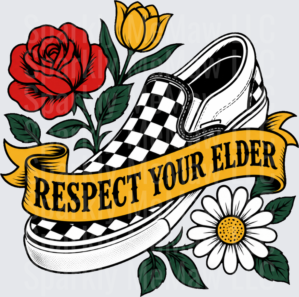 Respect Your Elder Sneaker Floral UV DTF Decal