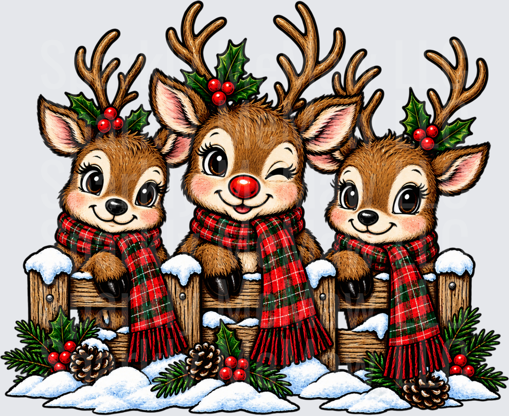 Three Cute Christmas Reindeer is a UV DTF Decal