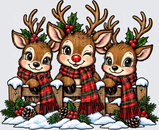 Three Cute Christmas Reindeer is a UV DTF Decal