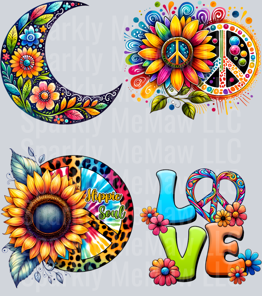 Peace Happy uv dtf element sheet