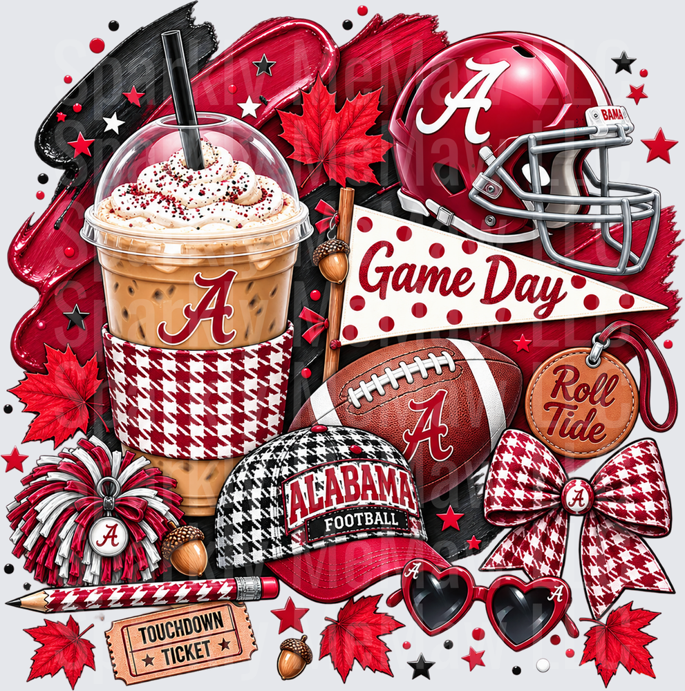 Alabama Football Game Day Collage UV DTF Decal