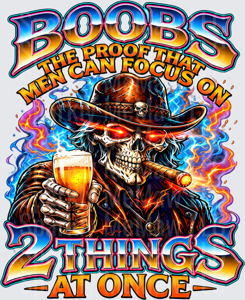 Skull Cowboy Beer Funny Quote DTF Transfer for Fabrics