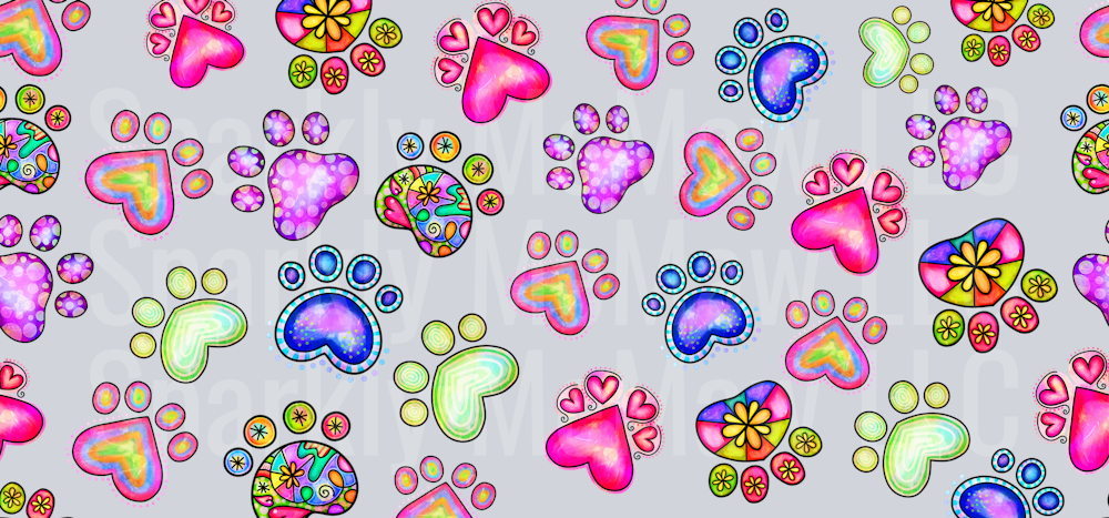 Colorful paw Prints UV dtf 16 oz Wrap