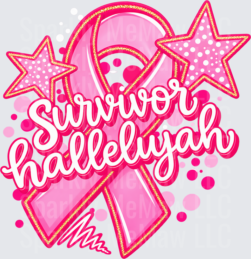 Survivor Hallelujah Pink Ribbon This is a UV DTF Decal
