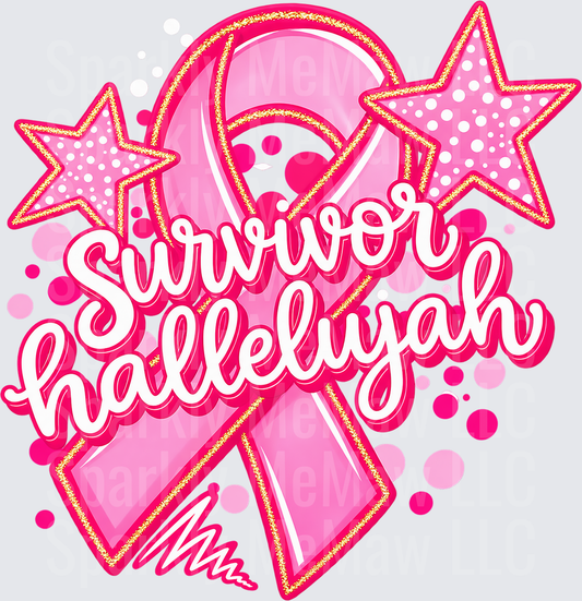 Survivor Hallelujah Pink Ribbon This is a UV DTF Decal
