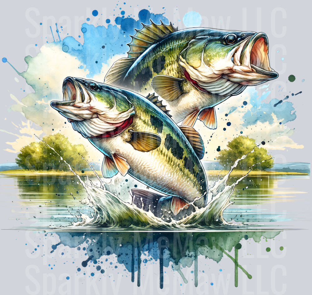 bass fish 10 Clip Art UV DTF Decal