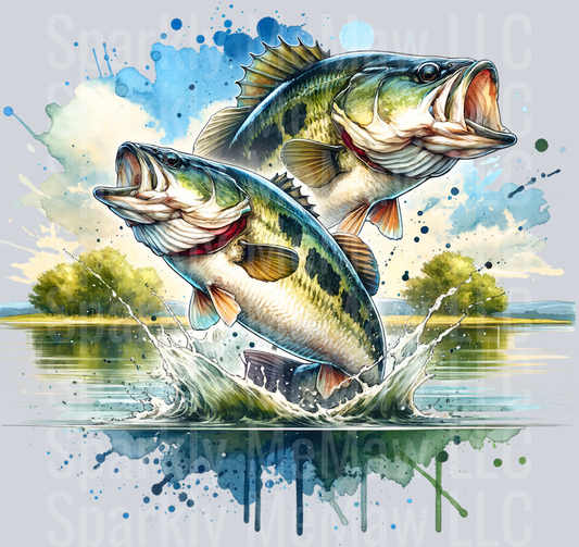 bass fish 10 Clip Art UV DTF Decal