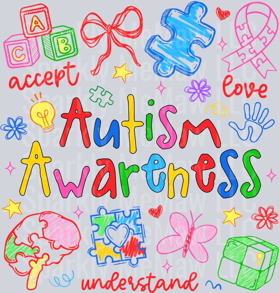 Coquette Autism Doodles UV DTF Decal