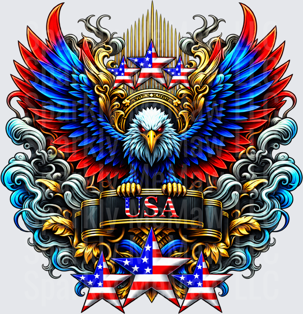 Patriotic Bald Eagle USA is a UV DTF Decal