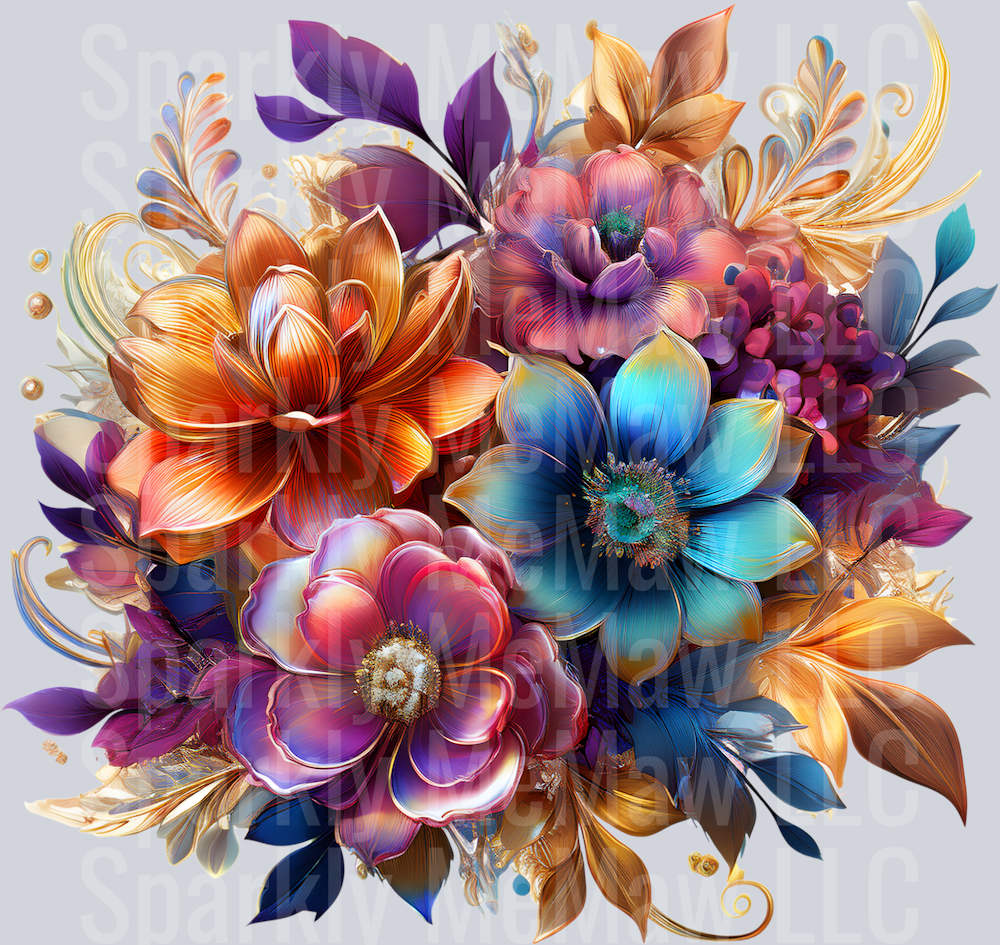 jewel tone floral clipart (72) UV DTF Decal