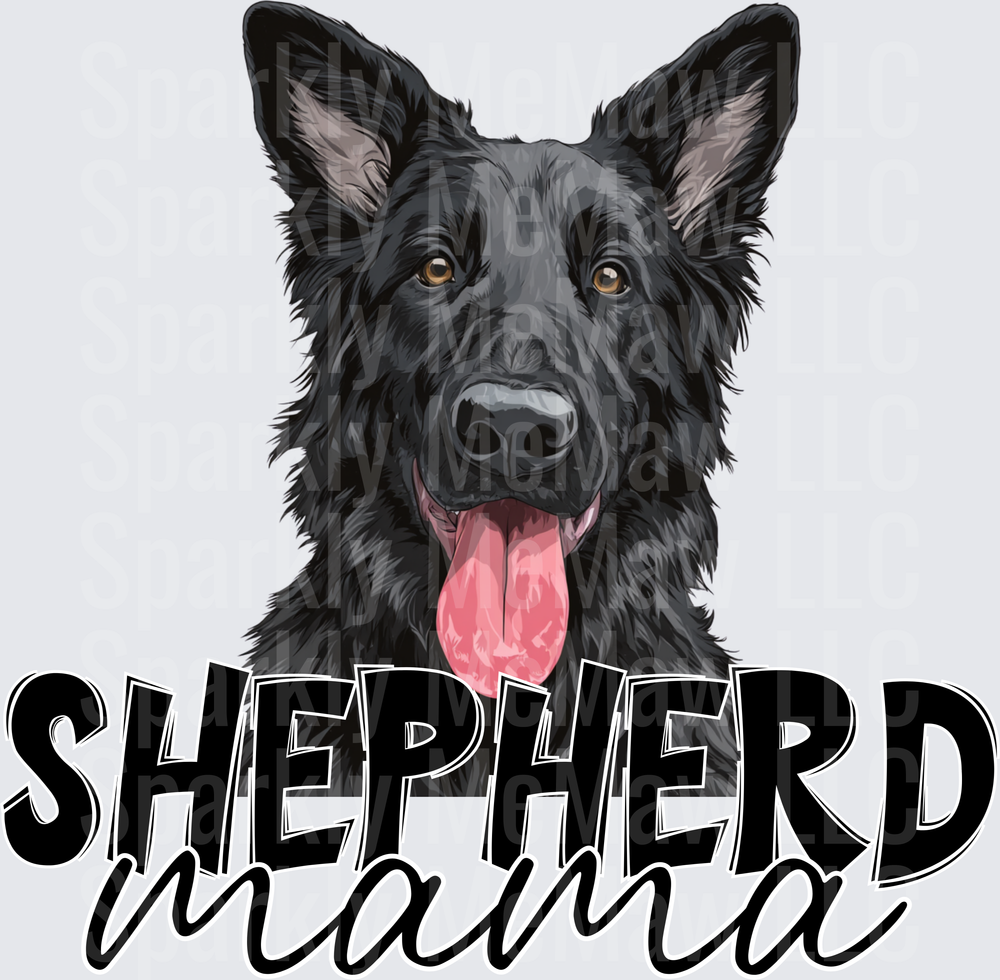 German Shepherd Mama with Happy Black Dog Portrait UV DTF Decal
