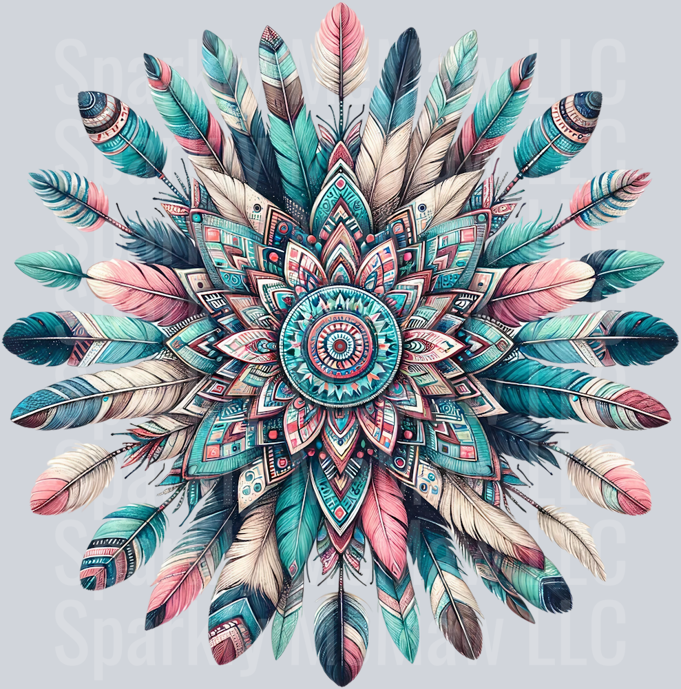 feathers mandala 6 Clip Art UV DTF Decal