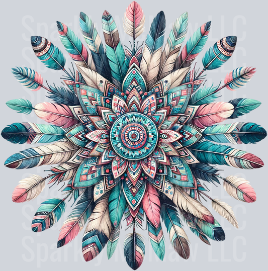 feathers mandala 6 Clip Art UV DTF Decal