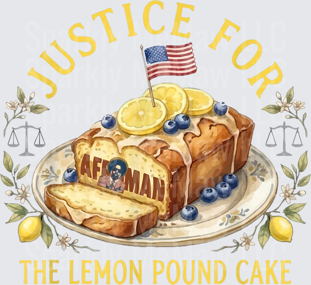 Justice For All Lemon Pound Cake with American Flag UV DTF Decal