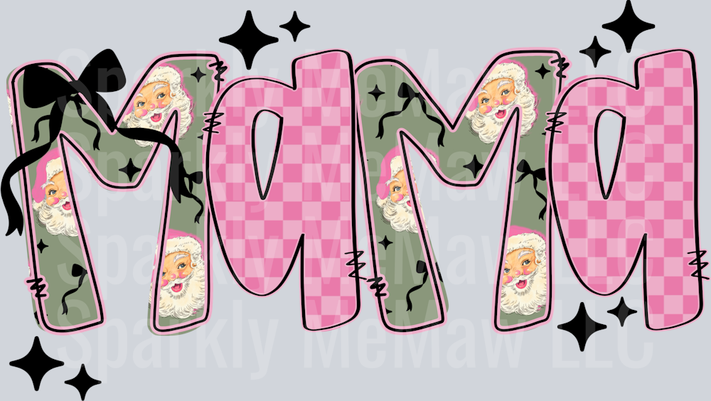 Pink Santa Mama DTF Transfer (Fabrics onlY)