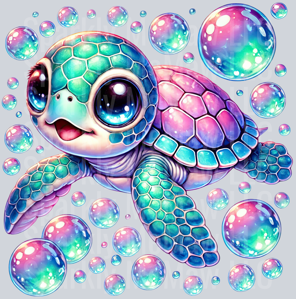 4 Colorful Turtle Clipart UV DTF Decal