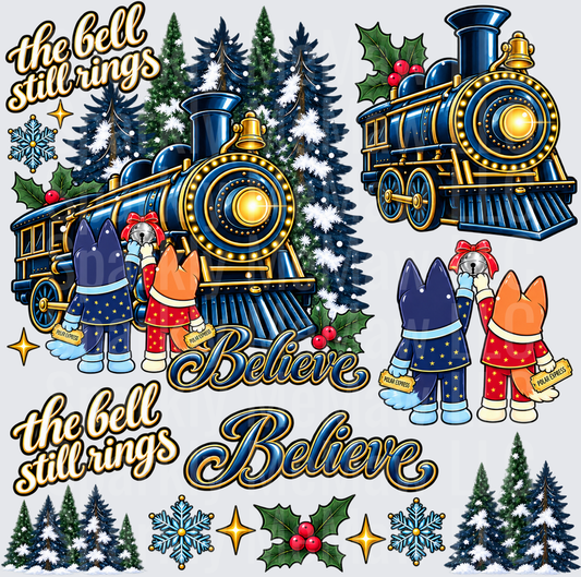 Polar Express Believe Bell Rings this is a 10 inch cut and stick UV Decal Sheet