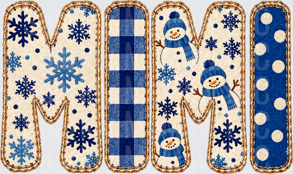 MiMi Winter Snowflake Snowman DTF Transfer for Fabrics