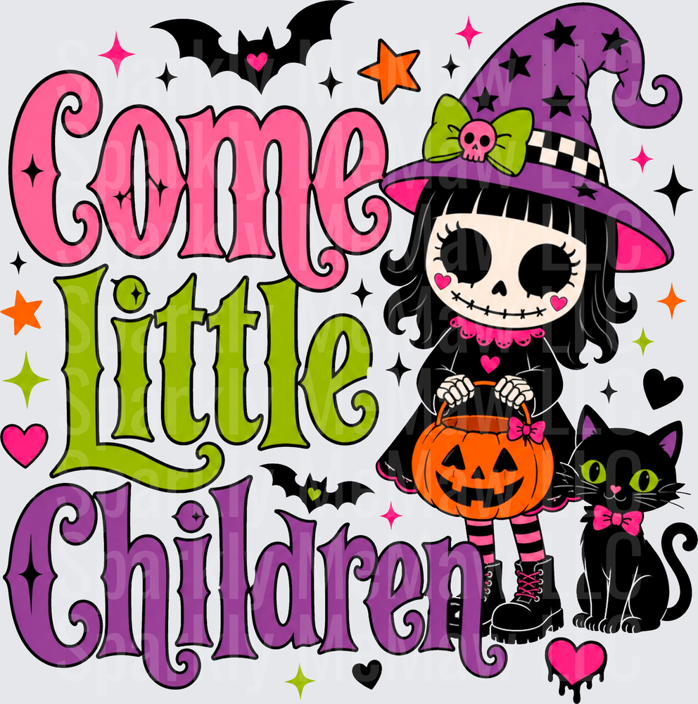 Come Little Children Spooky Witch Girl UV DTF Decal
