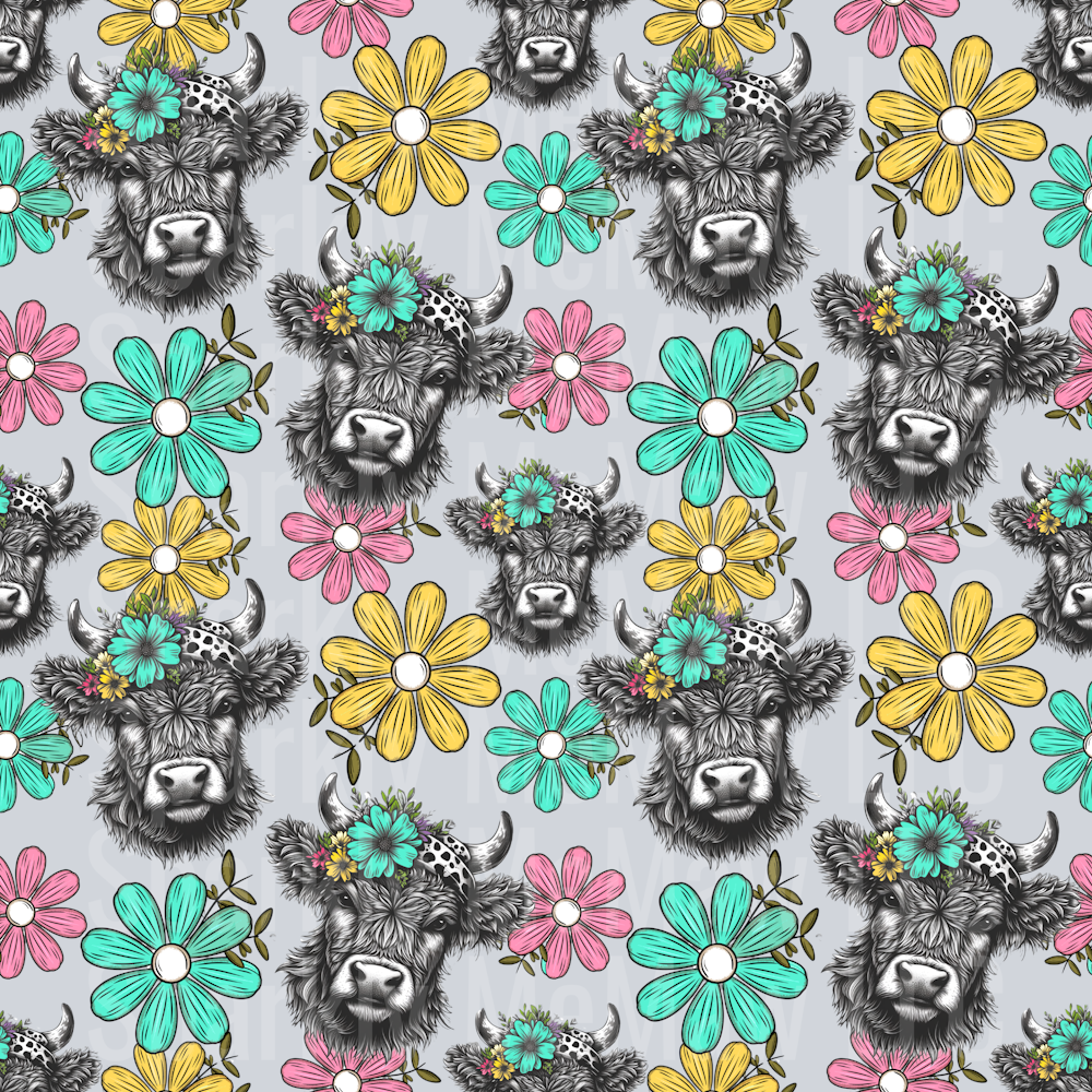 Spring Highland Cow 10x10 UV DTF Sheet