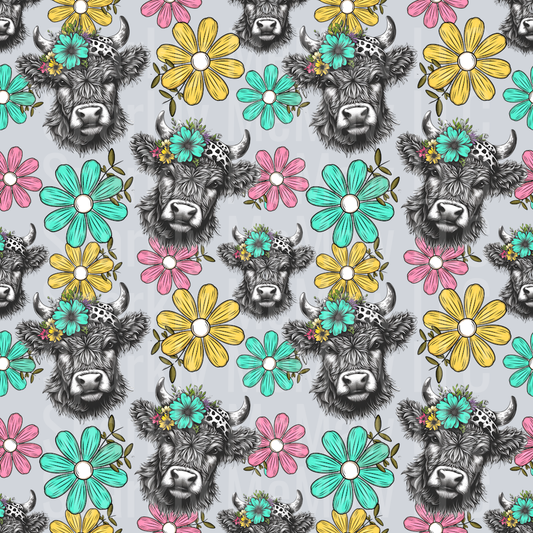 Spring Highland Cow 10x10 UV DTF Sheet