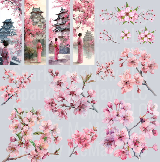Cherry Blossom 10x10 UV DTF Element Sheet