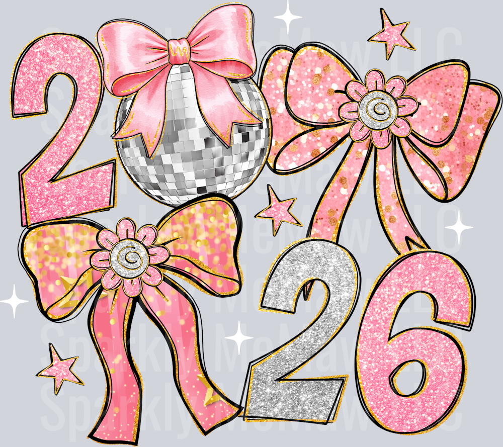 2026 pink bows uv dtf decal