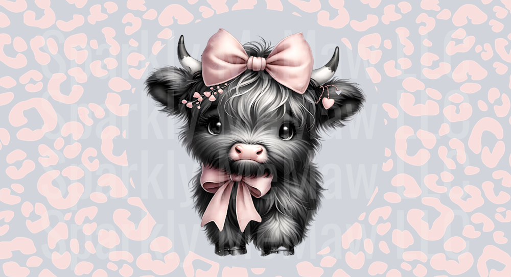 Cow Print Pink Bow 16 oz UV DTF Wrap