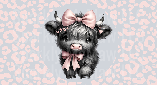 Cow Print Pink Bow 16 oz UV DTF Wrap