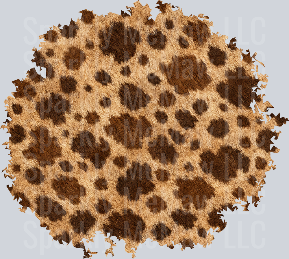 Leopard Print Fur Texture Circle with Distressed Edges UV DTF Decal