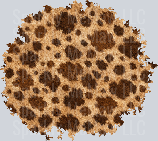 Leopard Print Fur Texture Circle with Distressed Edges UV DTF Decal