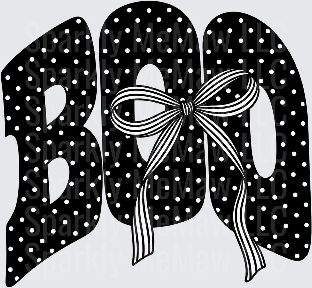BOO Polka Dot Bow UV DTF Decal