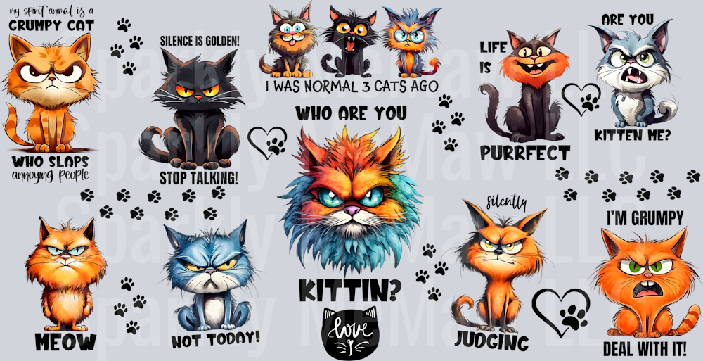 Funny Cats UV DTF 16 oz Wrap