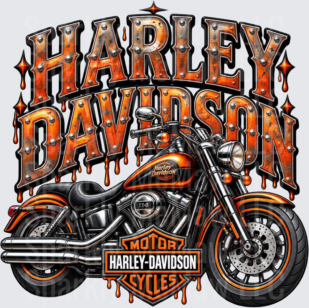 HD 114 Orange Motorcycle UV DTF Decal