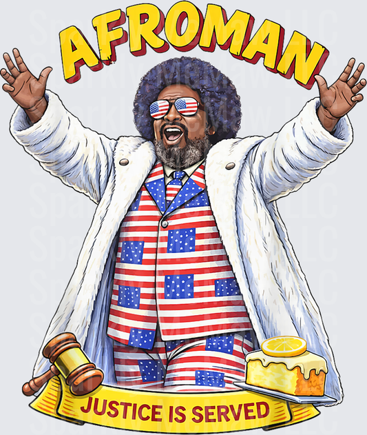 Afroman Justice is Served Patriotic Design with Gavel and Cake UV DTF Decal