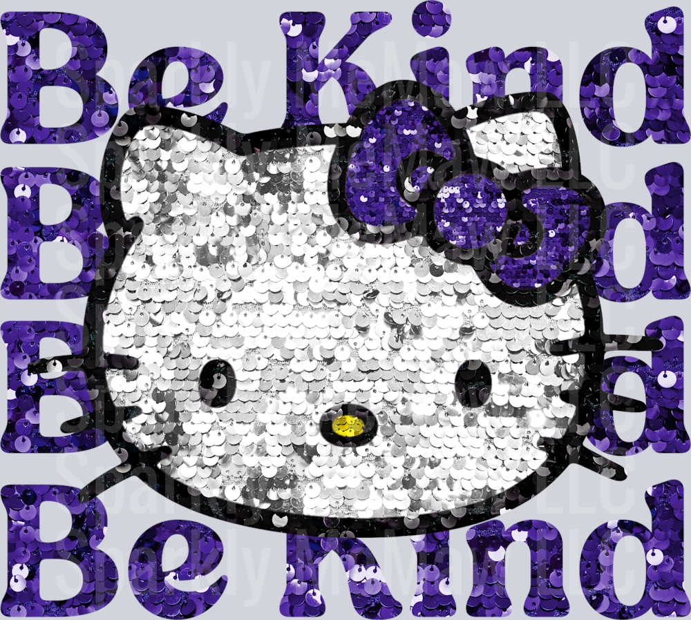 Be kind Kitty Blue DTF Transfer (Fabrics)