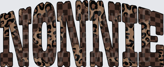 Motivate Text with Brown Leopard Print and Checkered Pattern UV DTF Decal