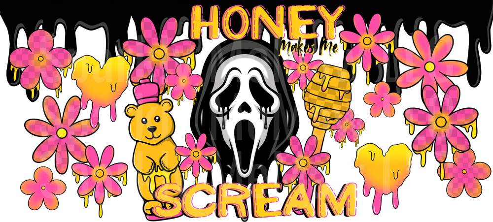 Honey Makes Me Scream Ghostface Horror Floral Design UV DTF Decal