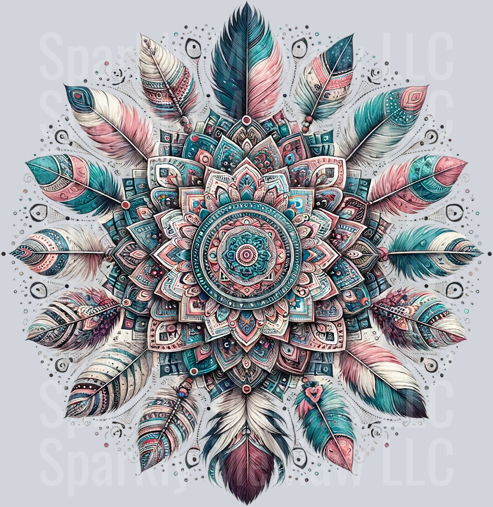 feathers mandala 10 Clip Art UV DTF Decal