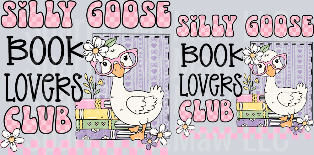 Silly Goose Book lovers club  4  inch and 5 inch decal (one set)