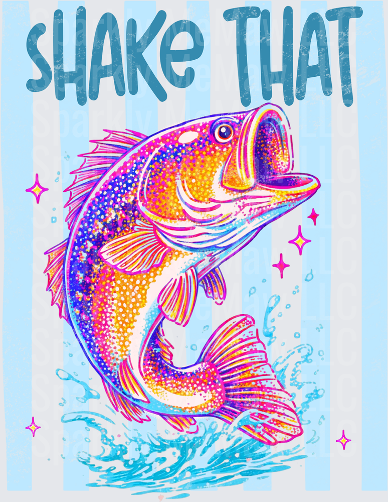 Shake That Colorful Bass Fish with Water Splash UV DTF Decal