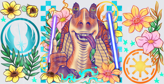 Jar Jar Binks Floral Galaxy This is a UV DTF 16 OZ Wrap