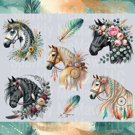 Boho Horse 10x10 UV DTF Element Sheet