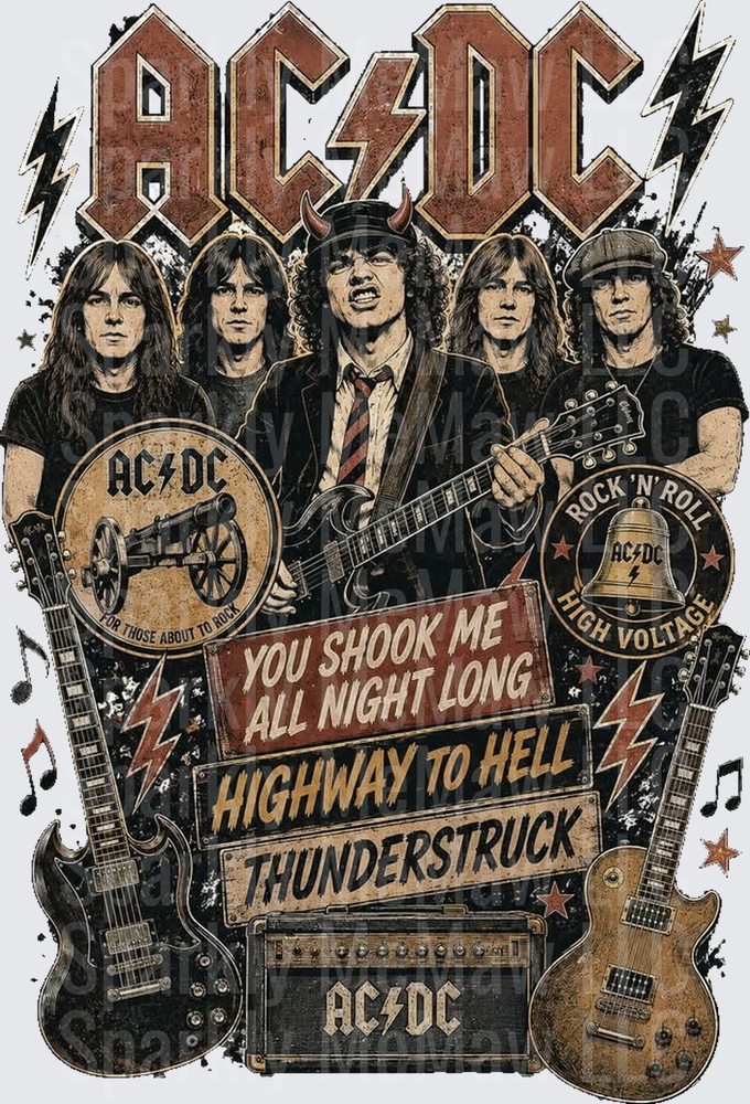 AC/DC Rock Band Tribute is a UV DTF Decal
