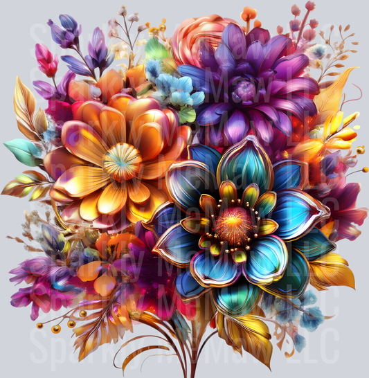 jewel tone floral clipart (76) UV DTF Decal