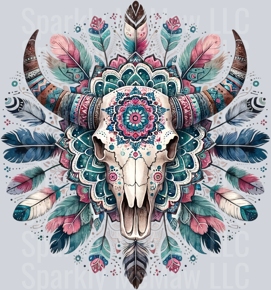 bull skull mandala 7 Clip Art UV DTF Decal